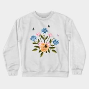 Aesthetic Butterflies on Flowers illustration Crewneck Sweatshirt